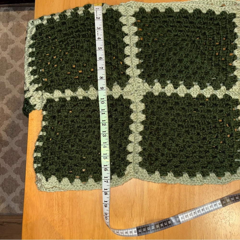 Handmade Trendy Army Green Crochet Sweater Balloon Sleeve Comfy Oversized M/L - Picture 10 of 10